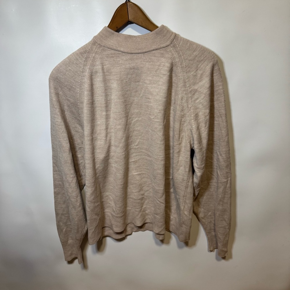 Women's Designers Originals Tan Long Sleeve Sweater Zip Back Minimalist Cozy